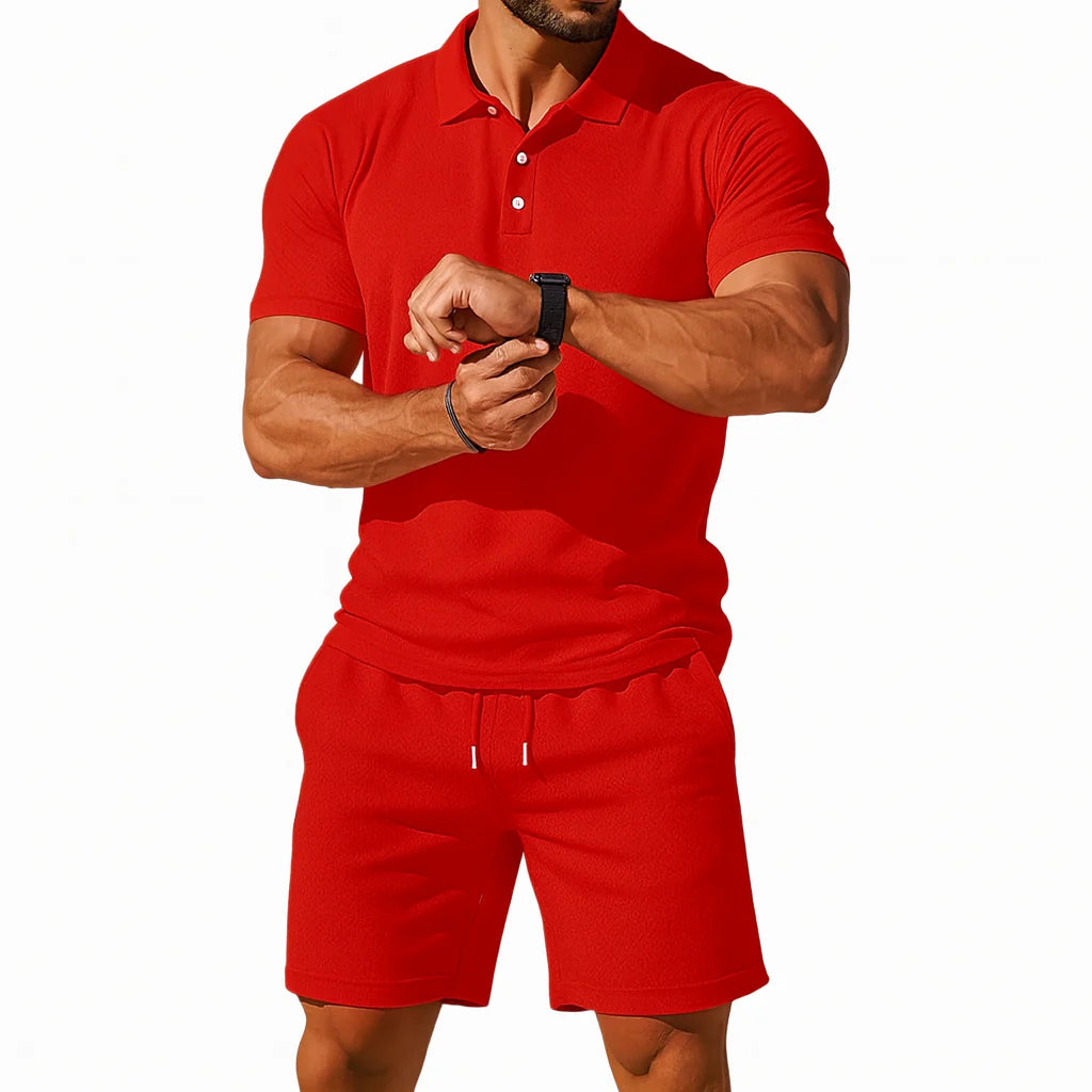 Men's Knit Polo & Shorts Set