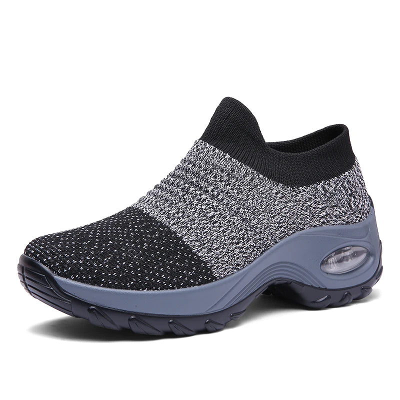 Women'S Walking Trainers Fashion Fly Weaving Sock Sneakers Breathable Comfortable Nursing Shoes Casual Platform Loafers Non-Slip