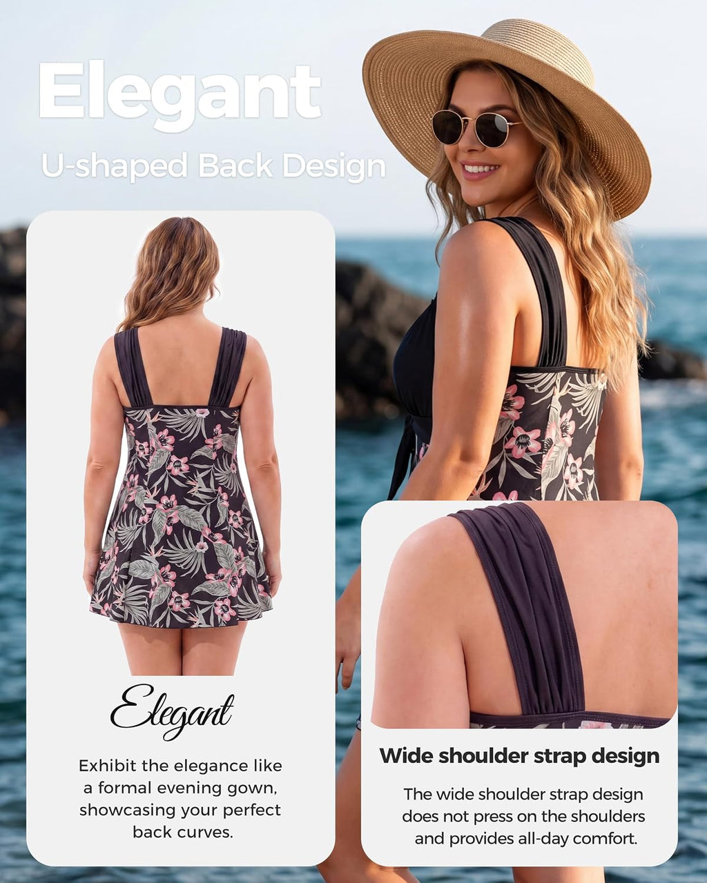 Women's Plus Size Tummy Control Swim Dress