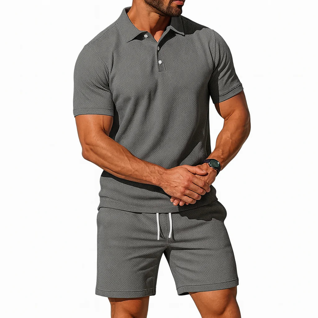 Men's Knit Polo & Shorts Set