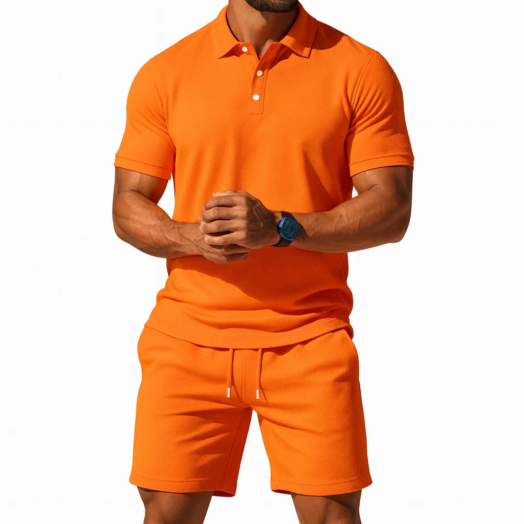 Men's Knit Polo & Shorts Set