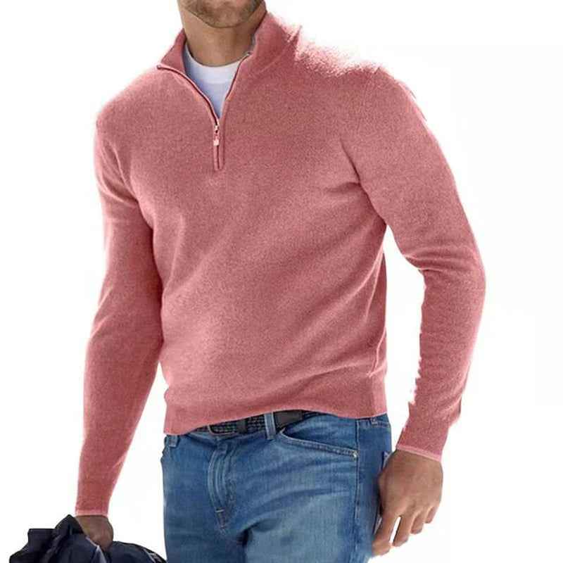 Men'S Half-Zip Sweater Merino Wool Knit Pullover