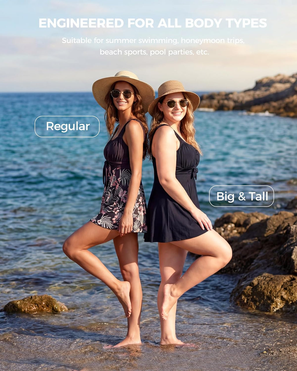 Women's Plus Size Tummy Control Swim Dress