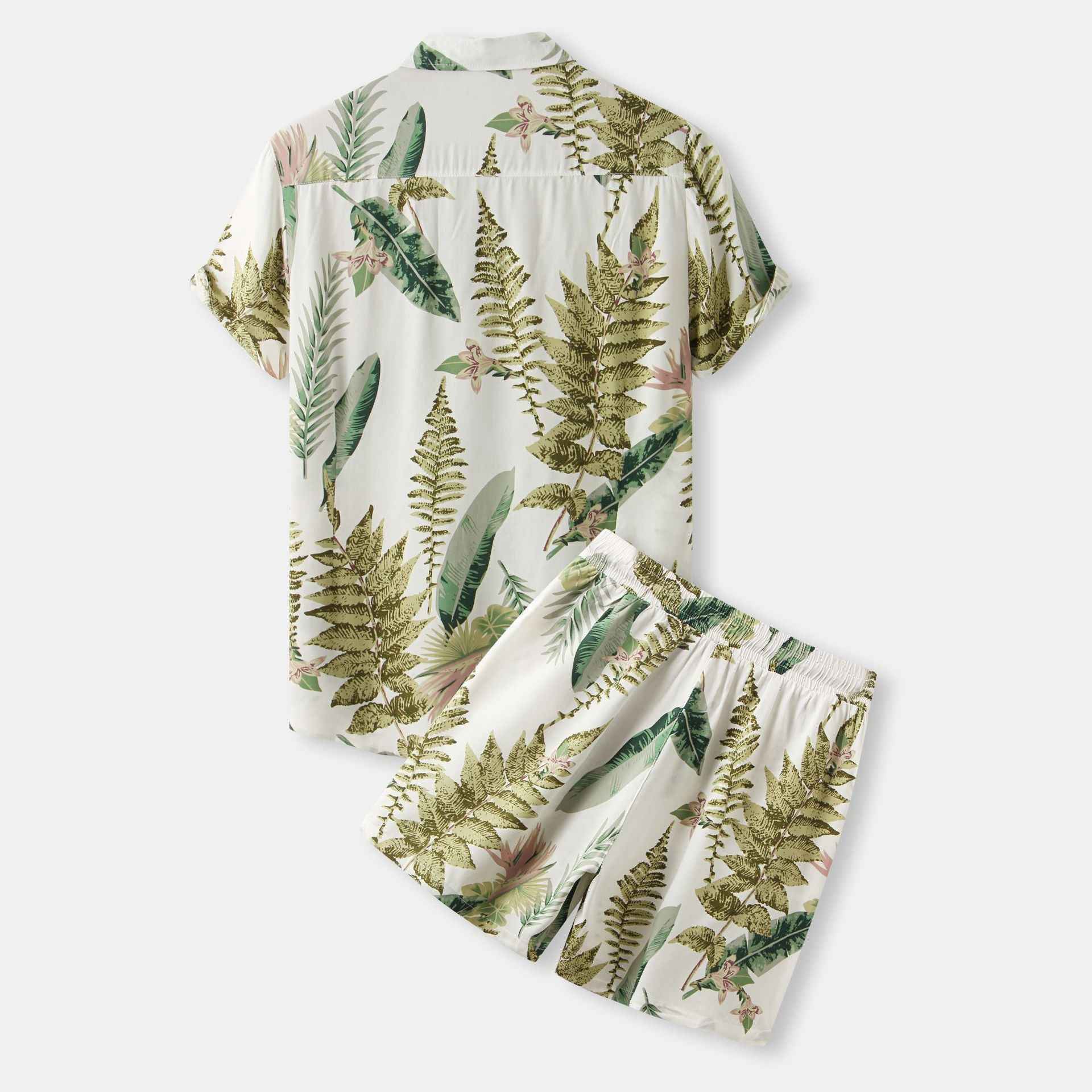 Men’s Tropical Print Shirt & Shorts Set