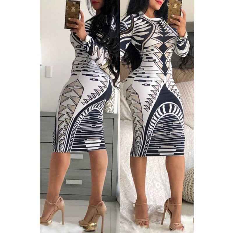 Women’s African Print Bodycon Midi Dress