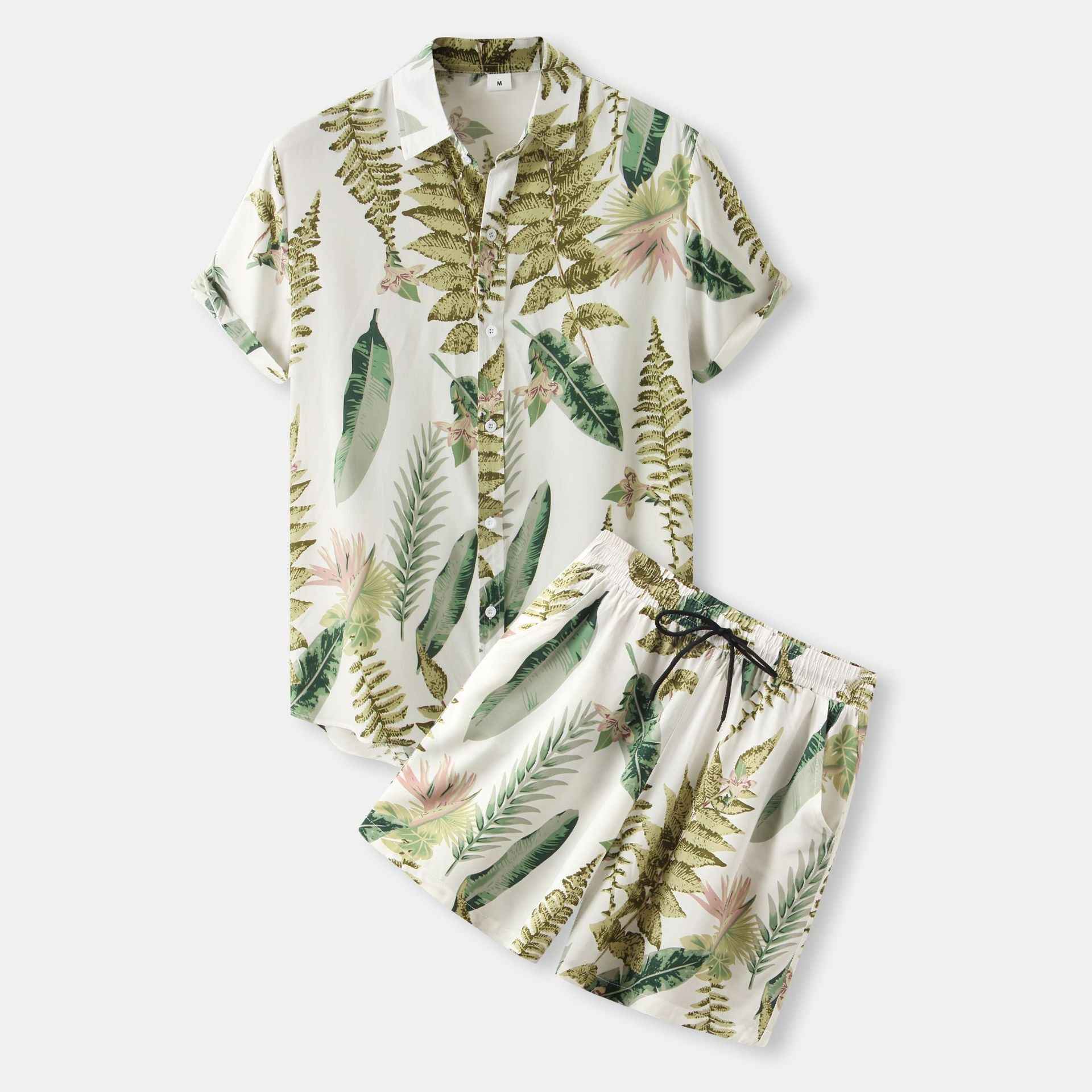 Men’s Tropical Print Shirt & Shorts Set